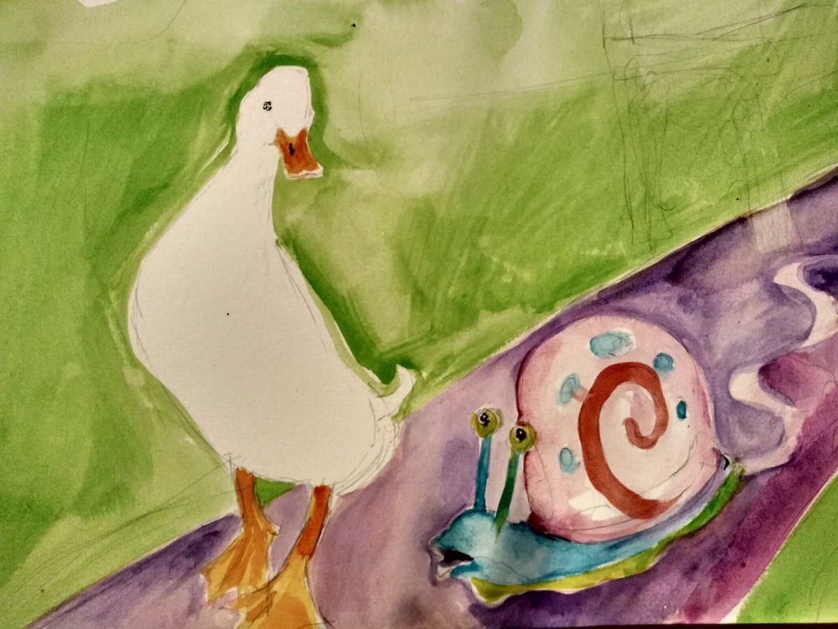 Superfig1's tweet photo. @noelfielding11 #artclub Gary the snail and Friends duck sharing a heart to heart in Central Park https://t.co/AyMzAdXDm8
