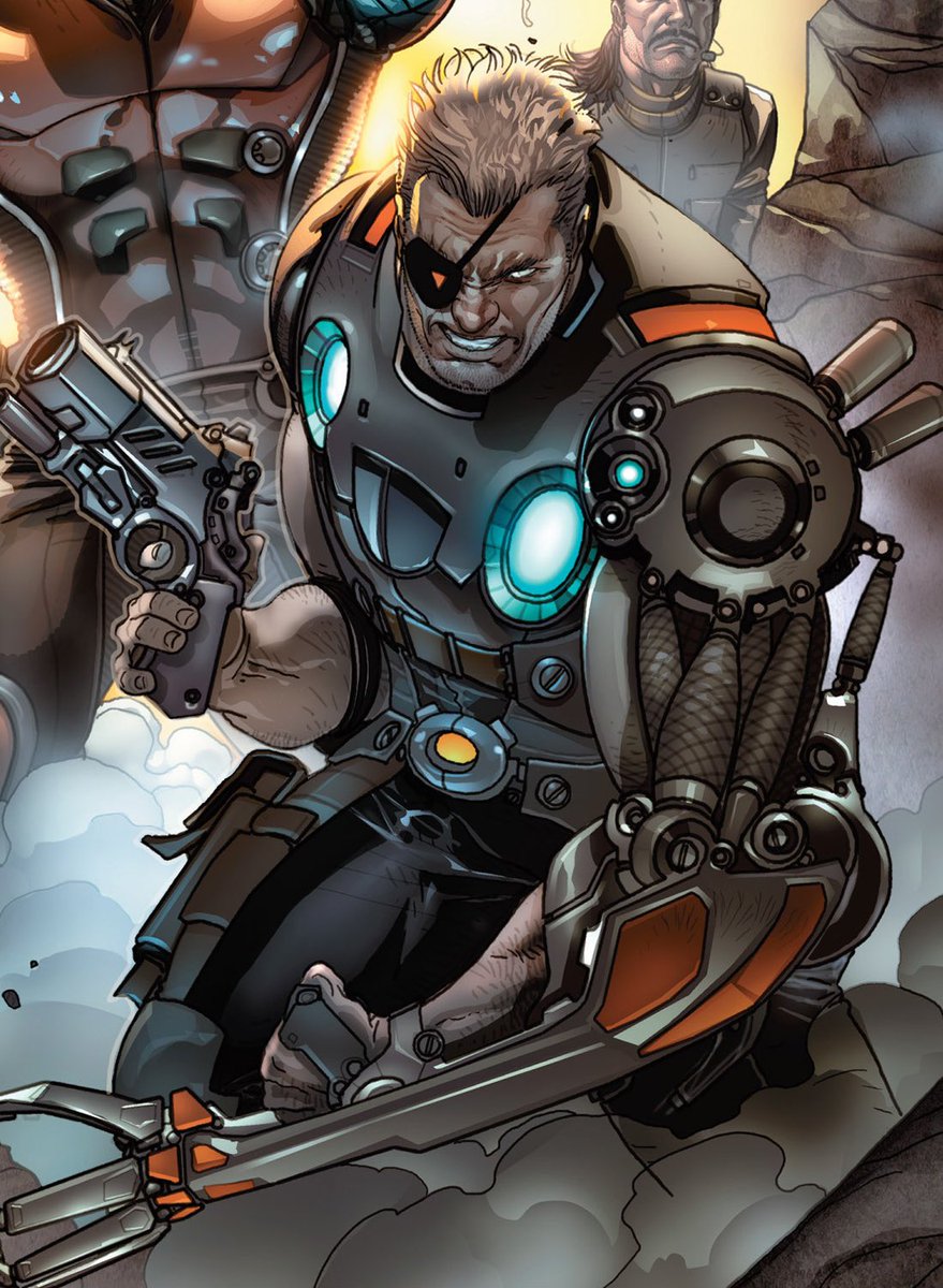 40. Nathan Summers, Cable. Fils de Cyclope et Madelyn Prior (une clone de Jean Grey) élevé dans le futur et infecté par le virus techno organique il était le leader d’X-Force et le voila X-Man, amateur de gros calibre, télépathe, télékinésie et bien d’autres pouvoirs