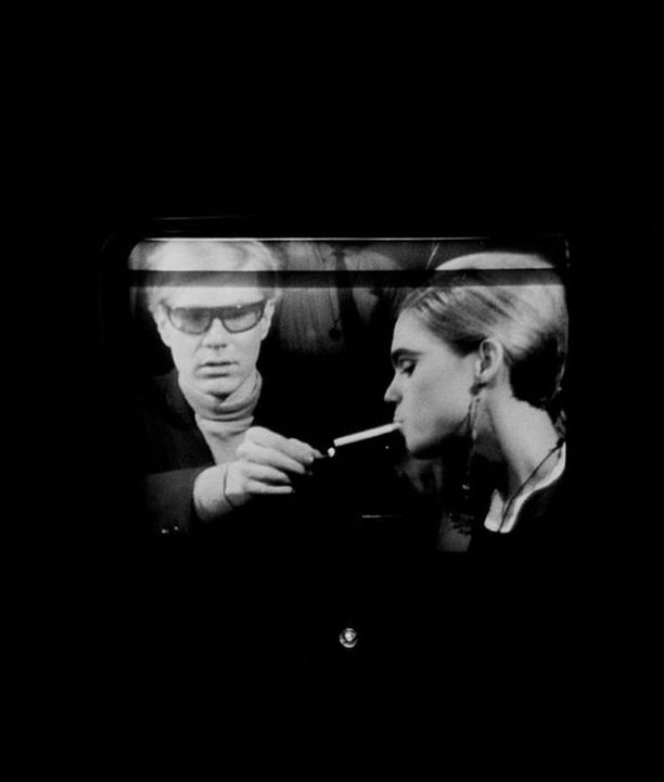 multoken's tweet image. Andy Warhol &amp;amp; Edie Sedgwick by David McCabe on the Noreico monitor at The Scene Nightclub, NYC, 1965