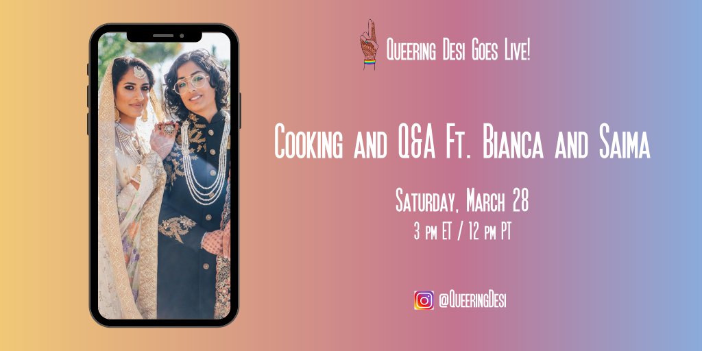 Join us on Instagram Live in just two hours, as <a href="/djbiancamaieli/">bianca</a> and Saima hang out in the kitchen and share a slice of their lives!
instagram.com/queeringdesi