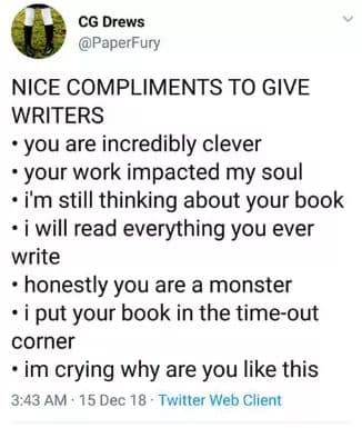 AuthorGoddess's tweet photo. This is what we love to hear. Now that you have to stay home n' stuff, you could write those reviews you've been putting off, or message your fav author.

#FantasyWriter #FantasyAuthor #amwriting #WritingLife #AuthorGoddess #13In24Challenge https://t.co/l3WVTGo9iu