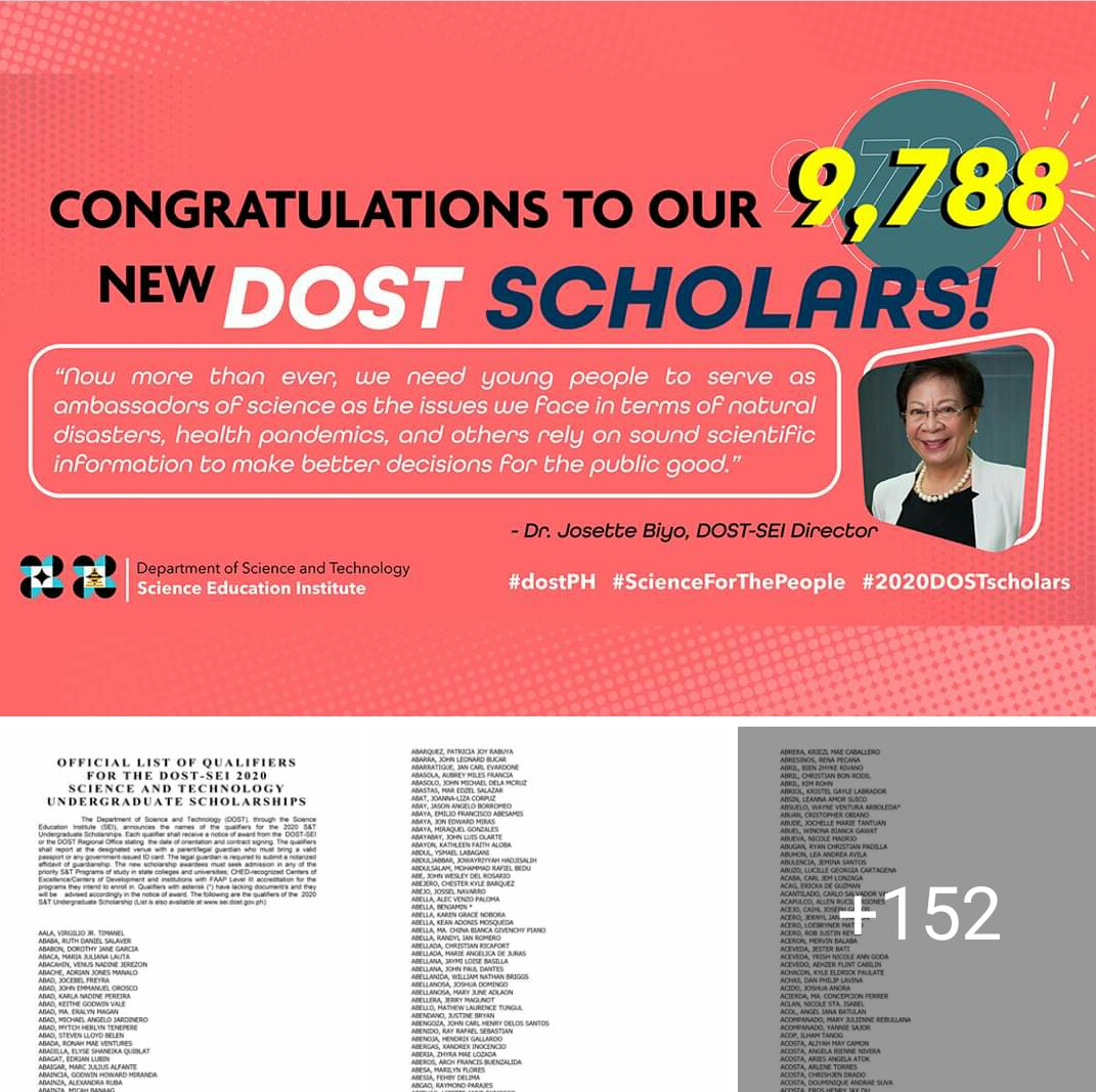 DOSTscholarship's tweet photo. CONGRATULATIONS to the new science and technology scholars!

Whether it passes or not, WE ARE VERY PROUD OF EVERYONE who took the qualifying exam! Continue the goal of becoming scientists and engineers for the nation!

#dostPH #ScienceForThePeople https://t.co/qRq5X6nTxp