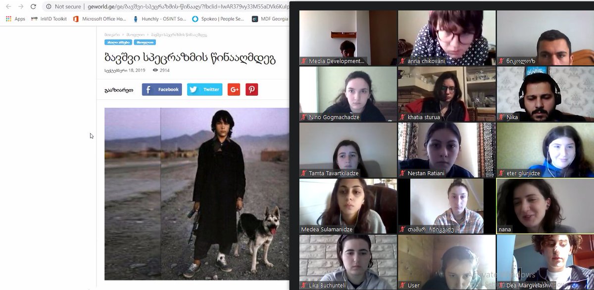 mdfgeo's tweet photo. @MythDetector Laboratory continues online.
Today we focused on freedom of information, visual storytelling and ways to #verify the authenticity of a photo. 
 
#MythLab2020 @dw_akademie @MilenNetwork
#Dicovertruthyourself #ThinkCritically #დაადგინესიმართლეშენით #იაზროვნეკრიტიკულად https://t.co/e0Js0mJfI4