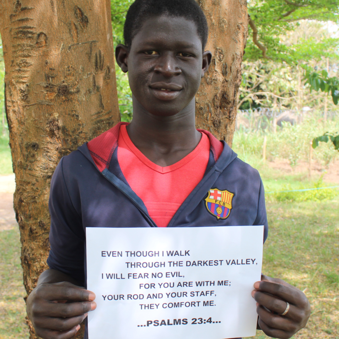 HRTN_Africa's tweet photo. Hello from Yei, South Sudan! My name is Moses Andu. During this unsettling time, I wanted to be able to share with you a Bible verse that brings me much comfort in times of struggle - Psalm 23:4. I'm praying for you all to be well. <3 "Andu"
#LoveYourNeighbor by #SharingGodsWord https://t.co/F9N1ERLSfS