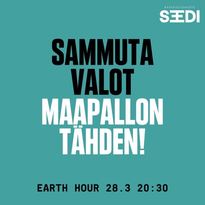 <a href="/SeediOy/">Seedi</a> ❤️ maapallo. <a href="/earthhour/">Earth Hour Official</a> tänään 20:30-21:30.
