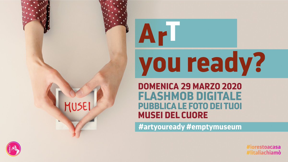 ArT YOU READY? | I #museitaliani, temporaneamente chiusi al pubblico, aprono le porte al grande evento digitale di domenica 29 marzo, su Instagram. E tu? #artyouready? 📸

🏛️ #emptymuseum 

➡️ musei.beniculturali.it/notizie/notifi…