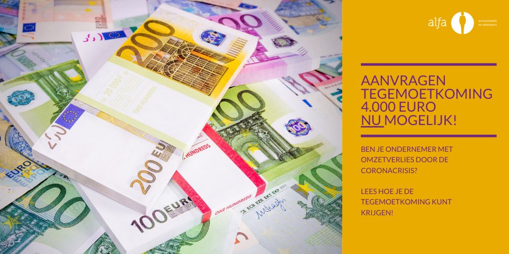 Ben je als #ondernemer getroffen door overheidsmaatregelen ter bestrijding van de #coronacrisis? Dan is het vanaf nu mogelijk om een tegemoetkoming van 4.000 euro aan te vragen via de website van het RVO. Lees over de voorwaarden en de aanvraag: alfa.nl/actueel/aanvra…