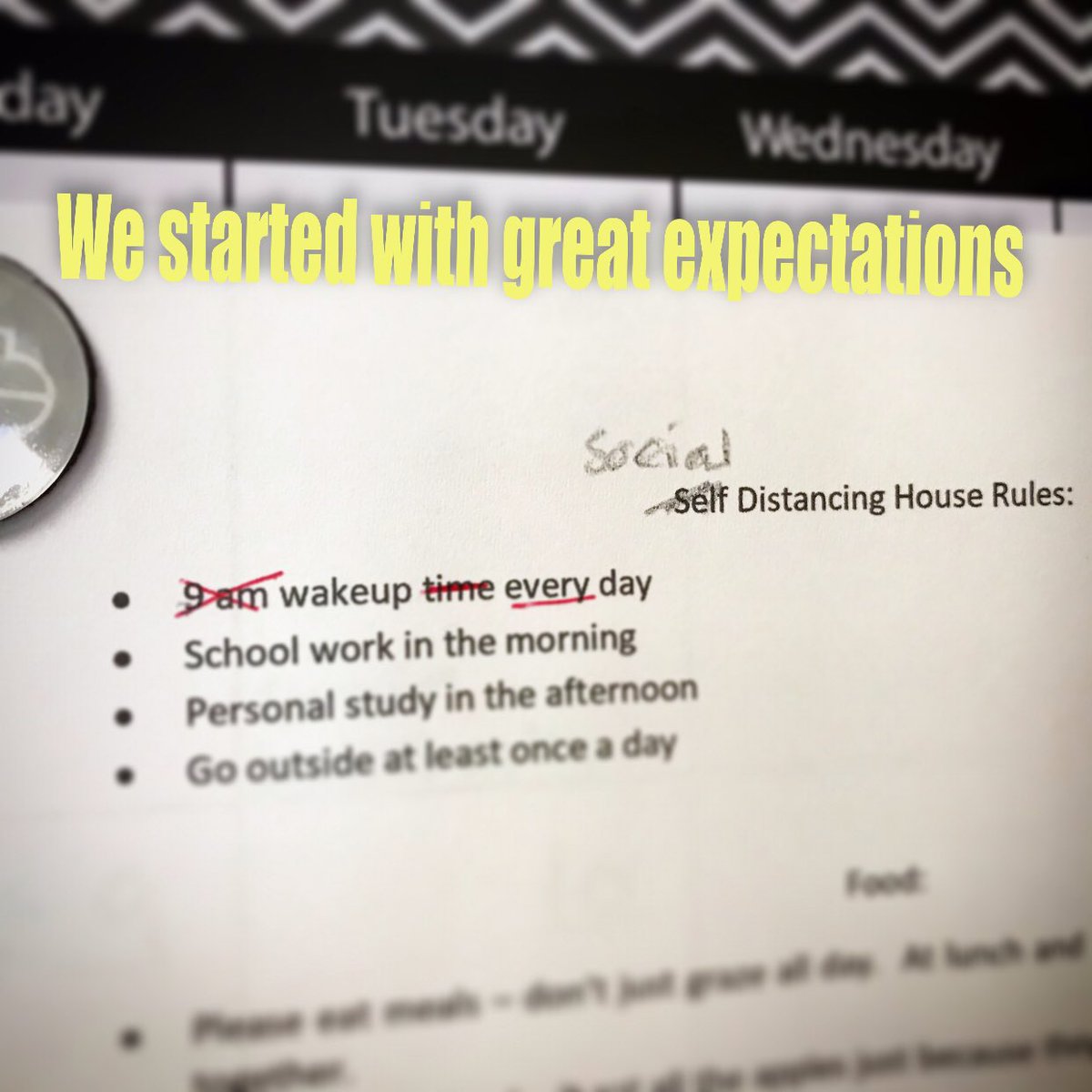 We had such high expectations, when this social distancing thing started! Now we celebrate the small victories #wakeupeveryday