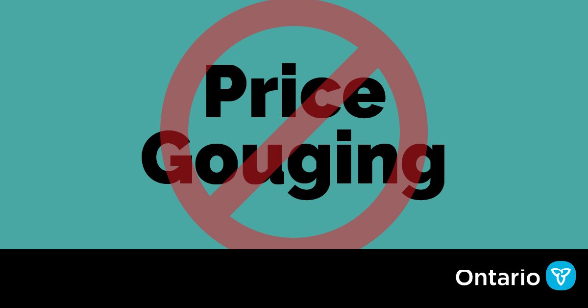 fordnation's tweet image. We’re coming down hard on price gougers. If you see anyone taking advantage by jacking up prices on essential items, we want to hear about it. ontario.ca/form/report-pr…