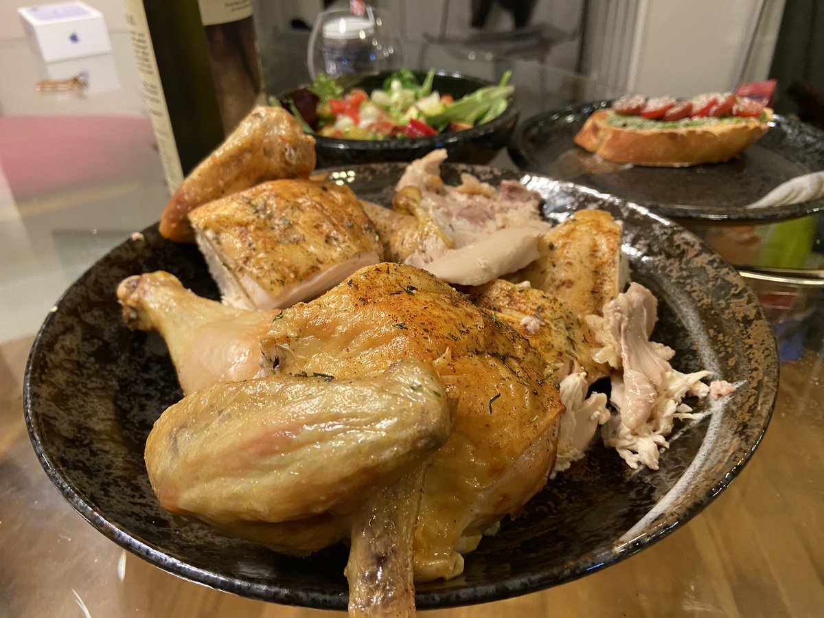 Day 11 (3/27): yesterday night we had what boomers say is the reason why millennials don’t have savings: avocado toast with a whole roast chicken and salad