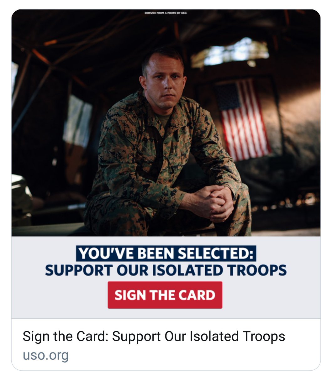 SambaFCSA's tweet image. We need more patriotic Americans like YOU to sign a card before midnight to support our troops who are locked down or even quarantined due to the global pandemic — missing your name. Please sign the card now? Thank you. 

action.uso.org/2003_CVRR_CTRL…