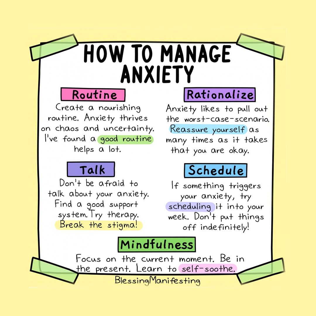 Just a few helpful tips for managing anxiety right now. For more check out some tips from @timesuphc founding members at: tinyurl.com/fromtheexperts