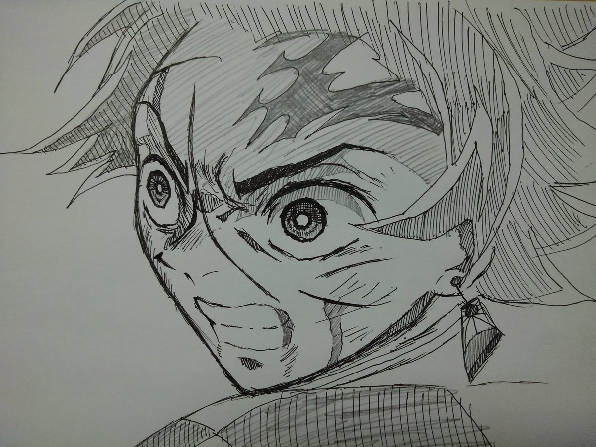 Tearra Twitter પર 最近ずっと絵描いてなかったから練習に鬼滅の刃の炭次郎描いてみたぁ 25分位で描いたから粗削りです 濃淡に鉛筆使ってます 模写 ボールペン画 下書きなし 一発描き イラスト好きな人と繋がりたい 絵描きさんと繋がりたい イラスト