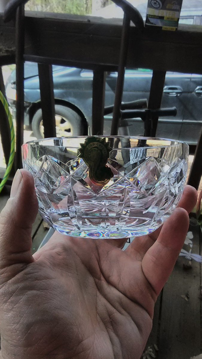 Sort of fun, going through old boxes on the front porch. Found this lovely little #WaterfordCrystal bowl I'd forgotten about.