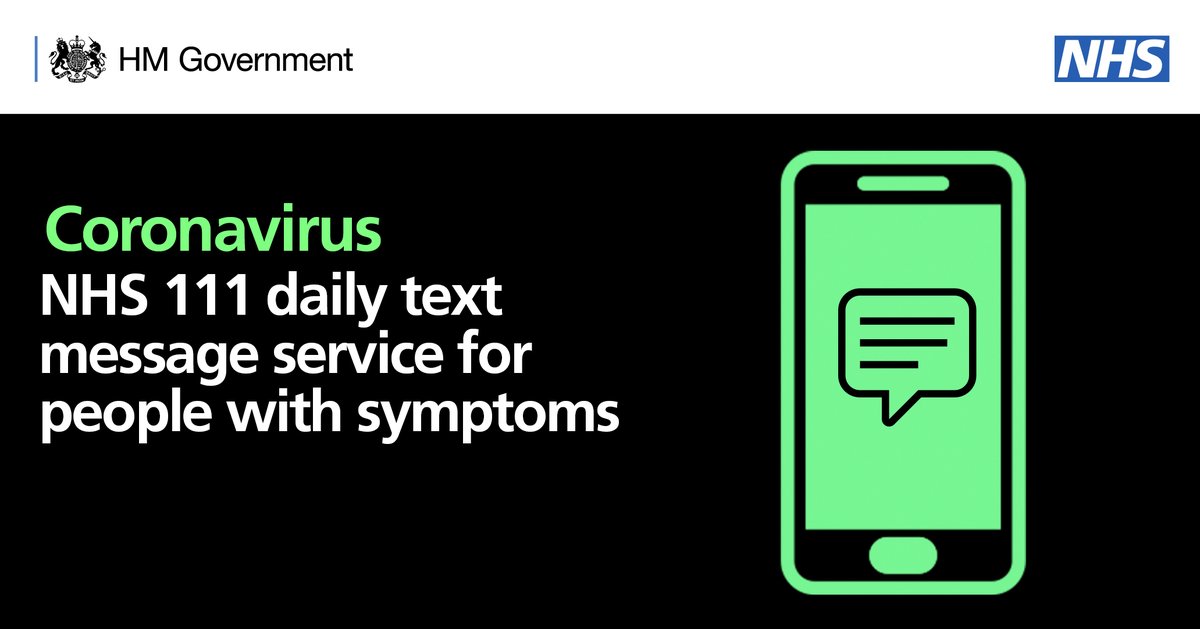 NHS England (@nhsengland) on Twitter photo People staying at home suffering with suspected #coronavirus symptoms will get regular check-ins and advice from a new NHS messaging service launched today. Read more about our new service, which has been developed with <a href="/NHSBSA/">NHS Business Services Authority</a> <a href="/NHSDigital/">NHS England Transformation</a> and @NHSX. england.nhs.uk/2020/03/nhs-su… People staying at home suffering with suspected #coronavirus symptoms will get regular check-ins and advice from a new NHS messaging service launched today. Read more about our new service, which has been developed with <a href="/NHSBSA/">NHS Business Services Authority</a> <a href="/NHSDigital/">NHS England Transformation</a> and @NHSX. england.nhs.uk/2020/03/nhs-su…