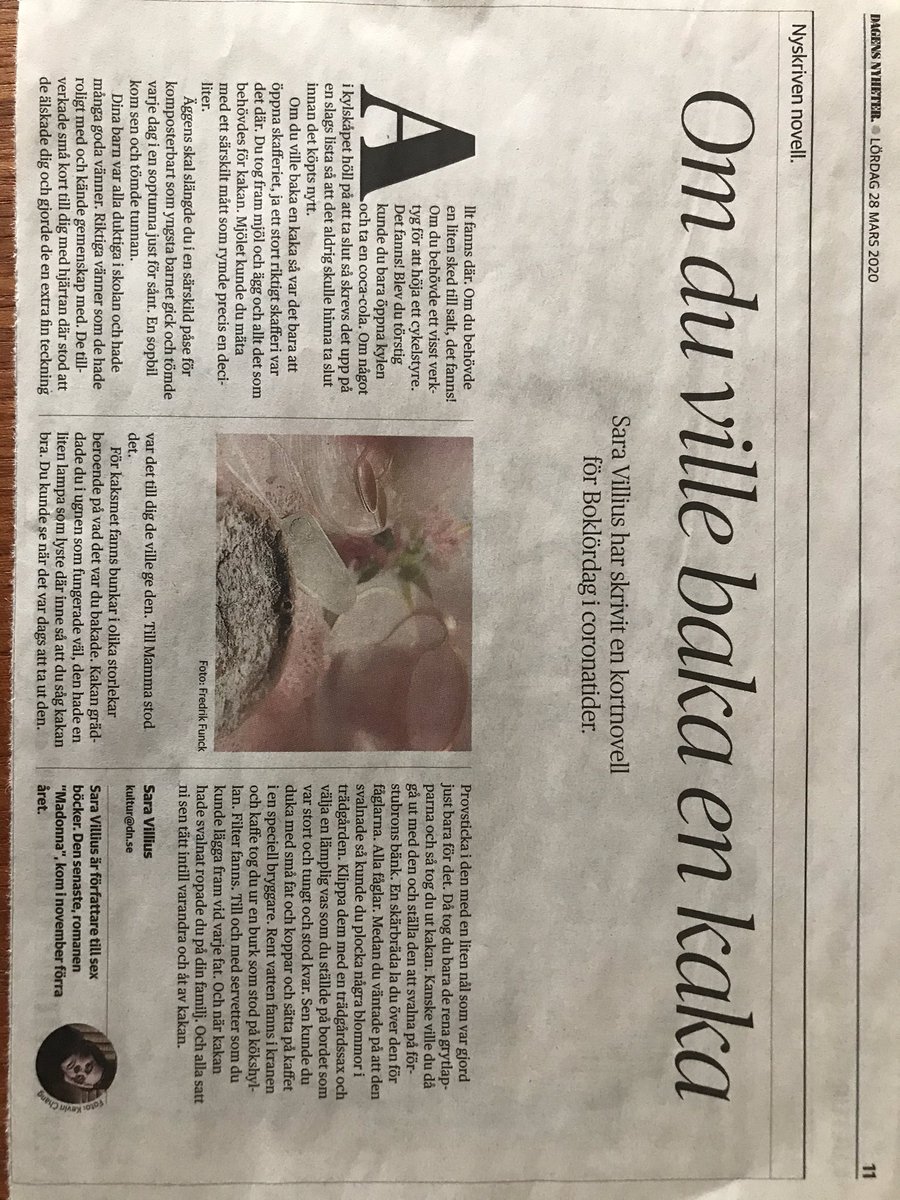 Jag vill inte att någon missar den mest gripande texten på länge. Sara Villius kortnovell i dagens DN.