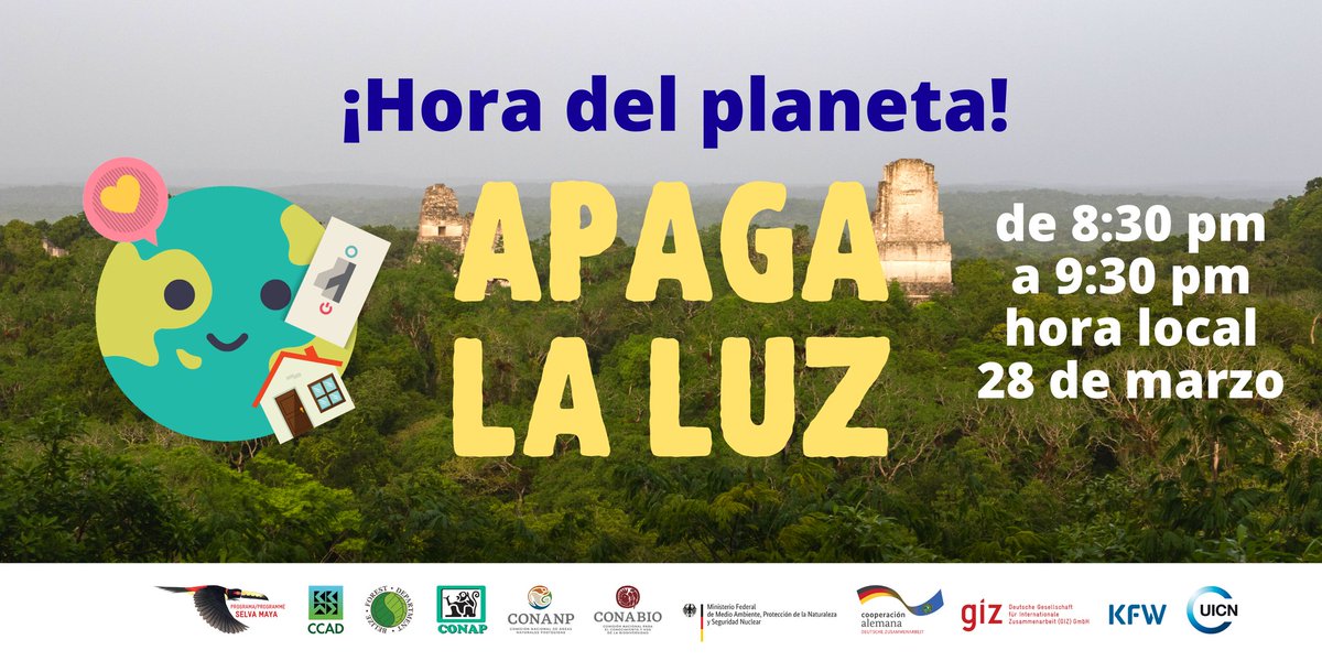 uicn_conserva's tweet photo. 🌎♥ Pero recuerda que el planeta necesita más que una hora para combatir los impactos del #CambioClimático😉
#ApagaLaLuz #TodosSomosSelvaMaya
#HoraDelPlaneta #PlanetHour https://t.co/KoKcsYsWMe