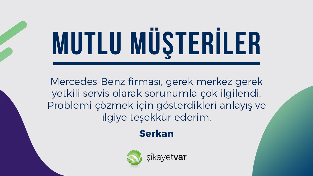 Müşterilerinin şikayetlerine önem veren ve çözüme kavuşturan <a href="/MercedesTurkiye/">Mercedes-Benz TR</a> ekibine çok teşekkür ederiz. 🙏🏻

Mutlu müşterilerin sizleri çok memnun ettiğini biliyoruz ve biz de aynı memnuniyeti ve gururu yaşıyoruz. 💪🏻