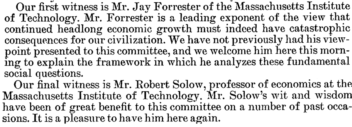 We are moving on to a subcommittee hearing by the Joint Economic Committee, 93rd Congress, on Resource Scarcity, Economic Growth, and the Environment, December 1973.
