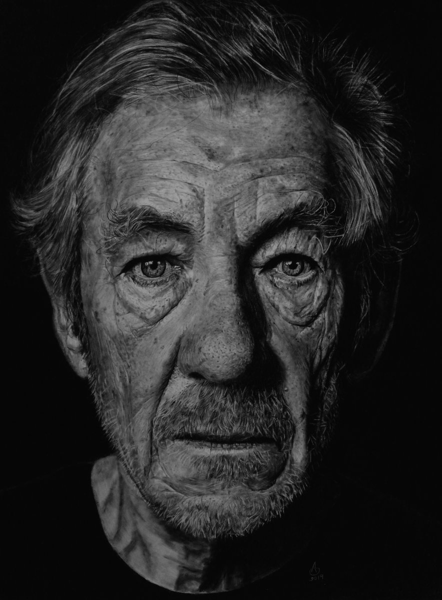 ArtObsolete's tweet image. This is the last time I&apos;ll post these (sorry to those who have seen them multiple times). I just really, really want @SirPatStew and @IanMcKellen to see my charcoal portraits of them. So I&apos;m taking one last shot and hoping for the best. These are both 18&quot; x 24&quot;.