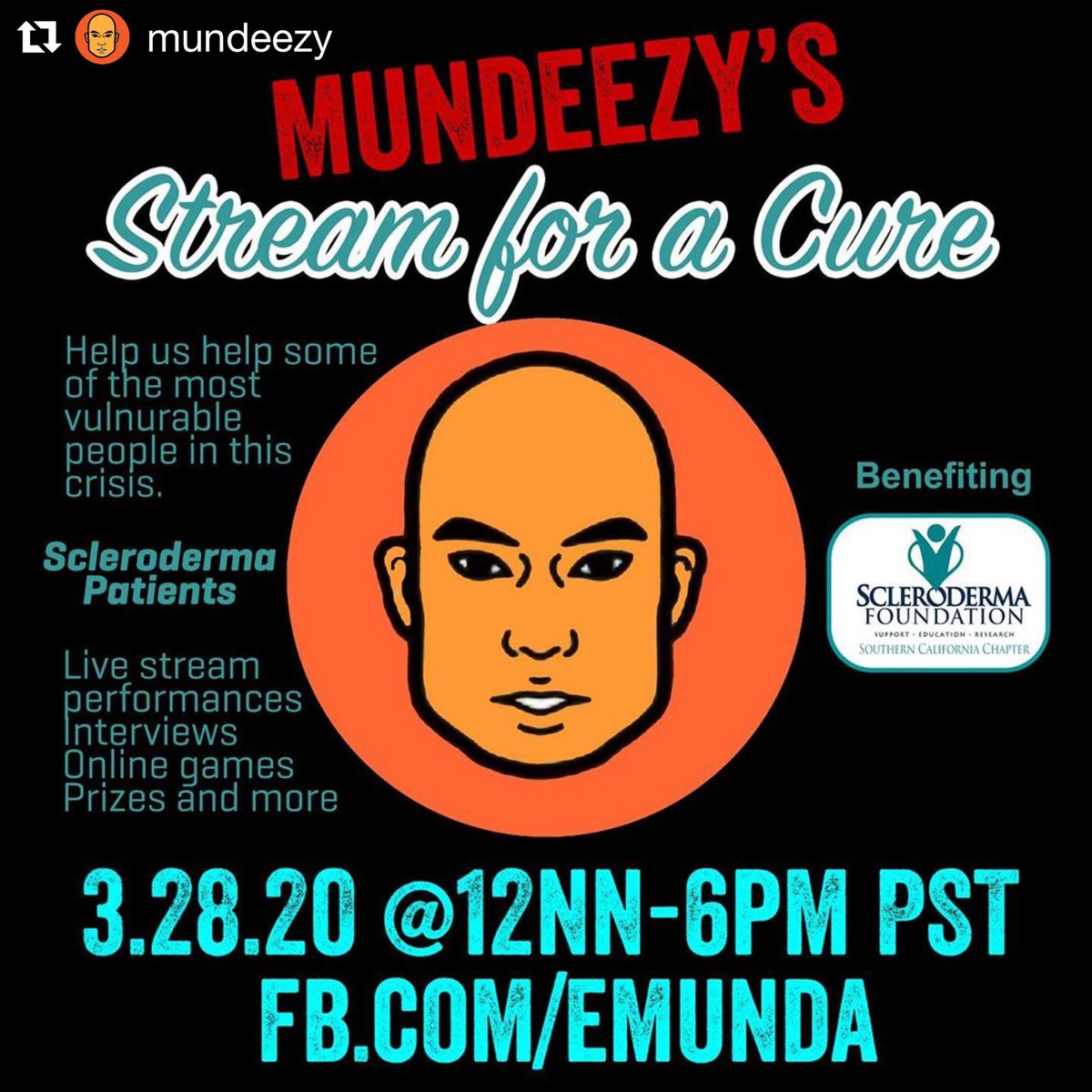 DeedeeMagnoHall's tweet image. Join me, @Jennifer_Paz, @mundeezy & many more to raise funds & awareness to #benefit the #SclerodermaFoundation. Please go to fb.com/Emunda for the #mundeezylivestream! Jen & I will be on at 2pm! Please help if you can🙏🏻❤️