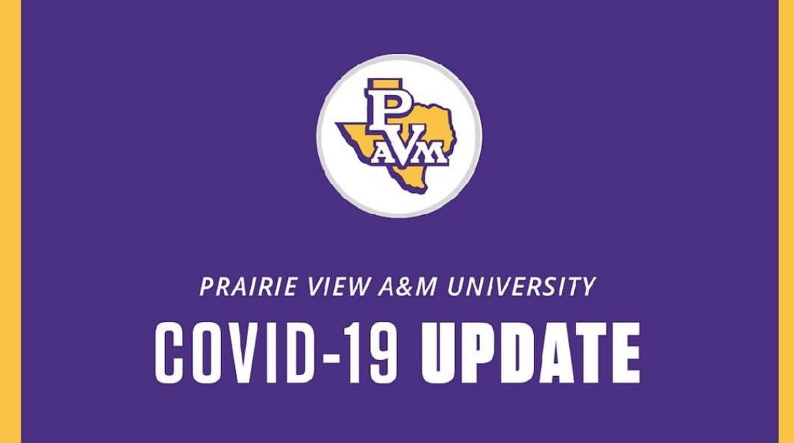 PVAMU's tweet photo. The City of Prairie View has issued a 
Stay-At-Home order for SEVEN DAYS effective March 28 at 5:00 P.M. This order includes a 9:00 P.M. curfew for all residents. https://t.co/wmzlA0wODF