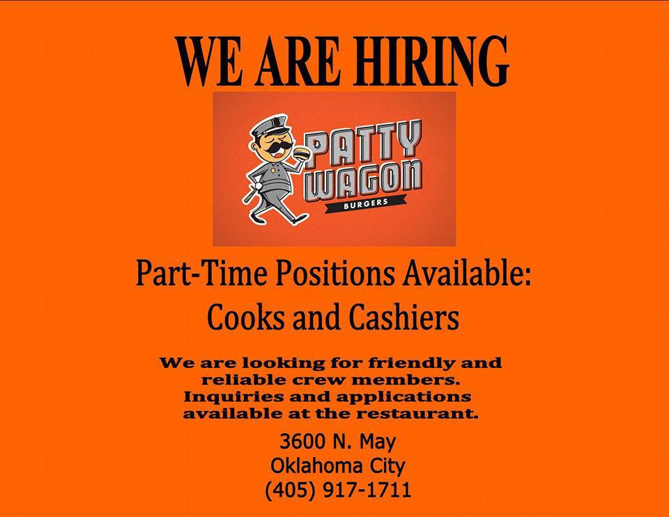 WE ARE HIRING! 
Text (415)851-3180 with code 64262 and we'll send you an application or 
Apply in person at 3600 N. May Ave, OKC, OK 73112
Open interviews will be held Monday, March 30th, 2pm - 3pm at the restaurant.  We look forward to meeting you!