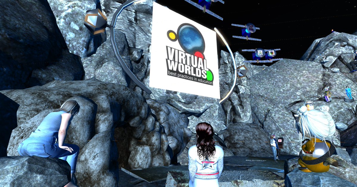 vwbpe's tweet photo. Firery, Beth, &amp; iSkye waiting for today's Keynote - more rocks available to sit on! or watch the live stream at https://t.co/mF7NlGW2dO #VWBPE20 https://t.co/zRmxEC3zYO