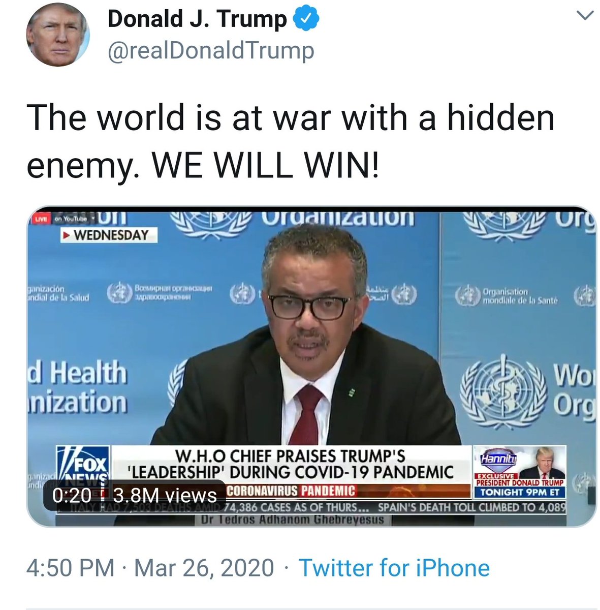 2)Meet Tedros Adhanom Head of the World Health Organization or the WHODid you wonder why  @POTUS used Tedros Adhanom's image for this Tweet?I think I might have an idea, check it