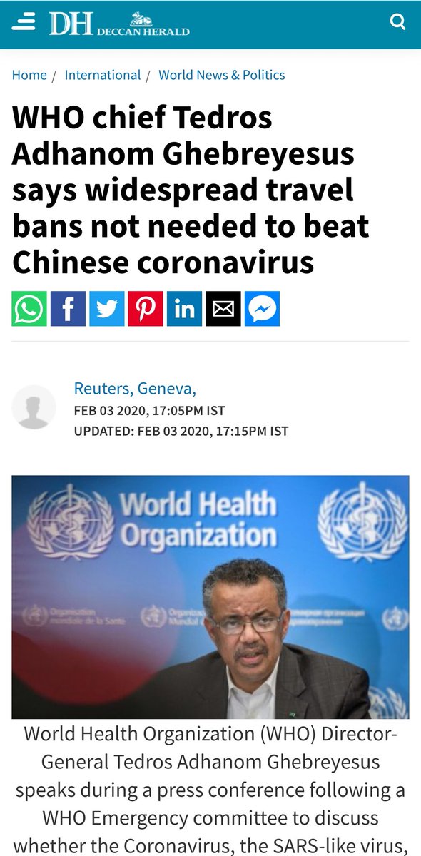 11)After all that time with President Xi, what guidance do yo think Tedros Adhanom * the WHO gave the world?No travel ban to China necessary February 3rd