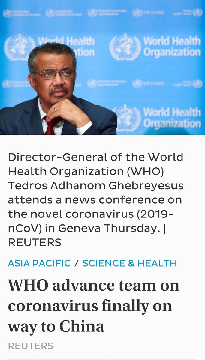 20)This is scary.Tedros Adhanom runs the teams that go out and investigate these outbreaks.What could go wrong?