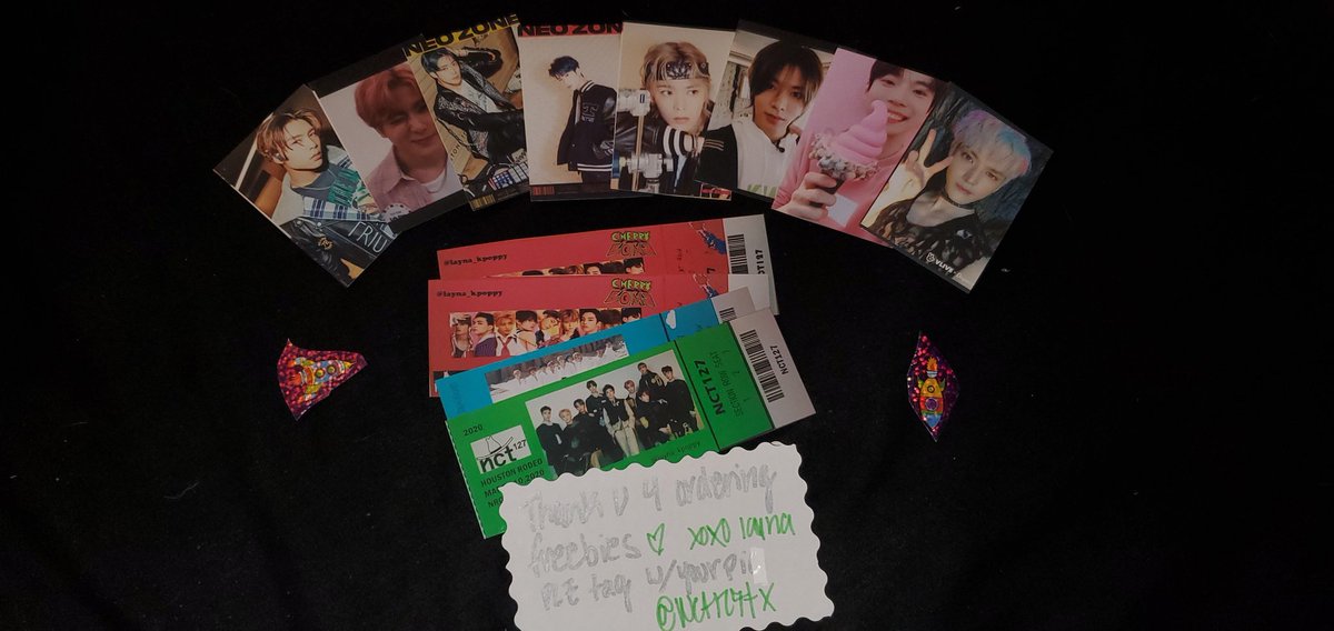 chrrychannie's tweet photo. Got some freebies for my sisters, mom, and myself!! We love them thank you !!🥺💚 @Nct127TX https://t.co/ZwEQ2ngs78