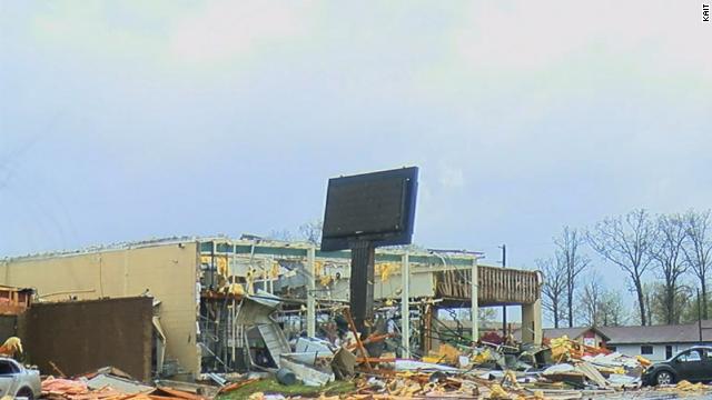 cnnbrk's tweet photo. A tornado struck Jonesboro, Arkansas, flattening buildings and overturning vehicles, CNN affiliate KAIT reported. There were no immediate reports of injuries. https://t.co/HKd7RQQEzu https://t.co/71fM6qwkDh