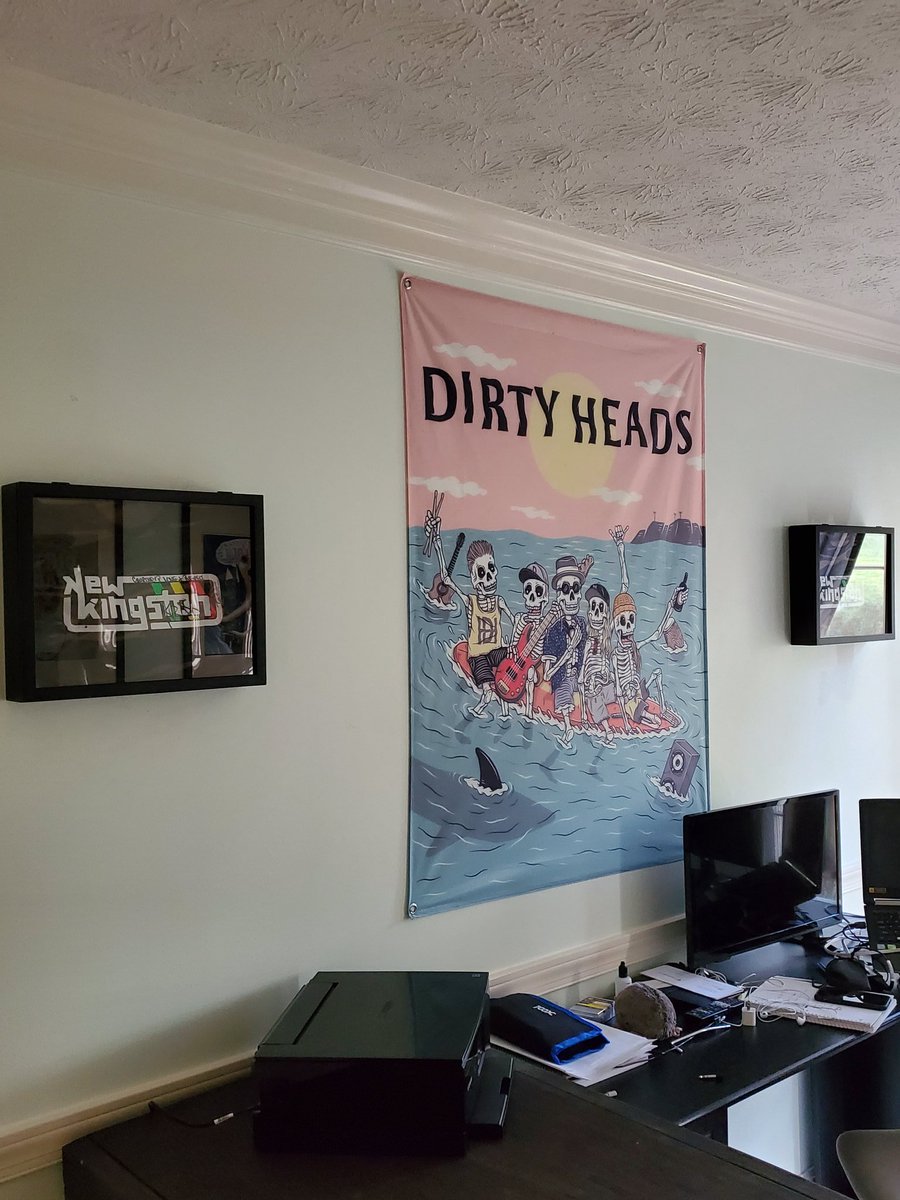 FrenchTami2's tweet photo. Finally got all my posters framed and hung and our signed shirts in shadow boxes.  @dirtyheads @NewKingstonLive https://t.co/NQ8TJr75C7