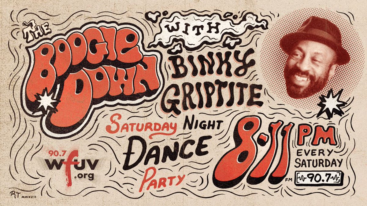 Feeling cooped up and stir-crazy today? Dance it out with <a href="/BinkyGriptite/">Binky Griptite</a>'s "The Boogie Down" at 8 tonight on 90.7 @WFUV and streaming at WFUV.org: buff.ly/33QXHGd #StayHomeSaturday