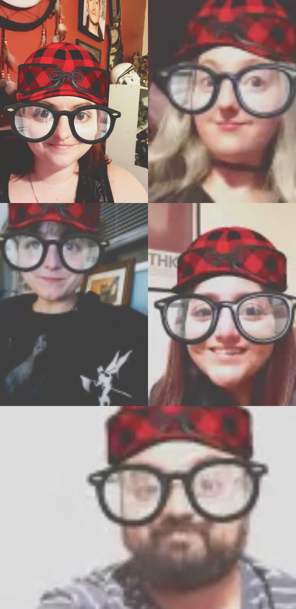 AllieHicks's tweet photo. When you do a video chat with your mates @Luthien_22 @shoelace26 @R4v1g01 @WaywardEmbers and you all go into @mikeshinoda style!! #ShinodaSquad #Flannoda https://t.co/em96dq8dYo
