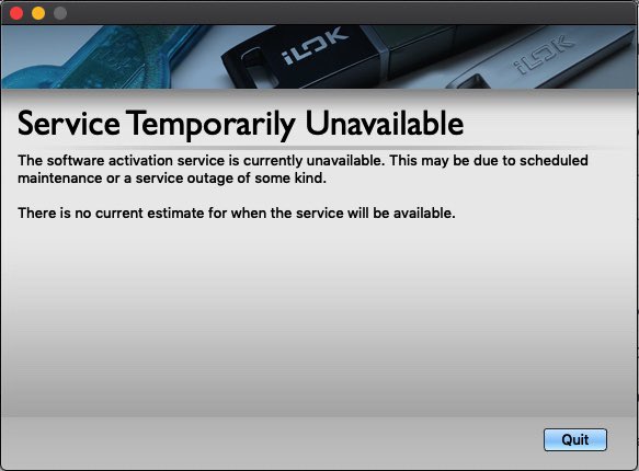 midilord's tweet photo. The disadvantage of #ilok cloud authorization is I am now held hostage by either maintenance or server shutdown. #NeverAgain https://t.co/FZl2ScS8et