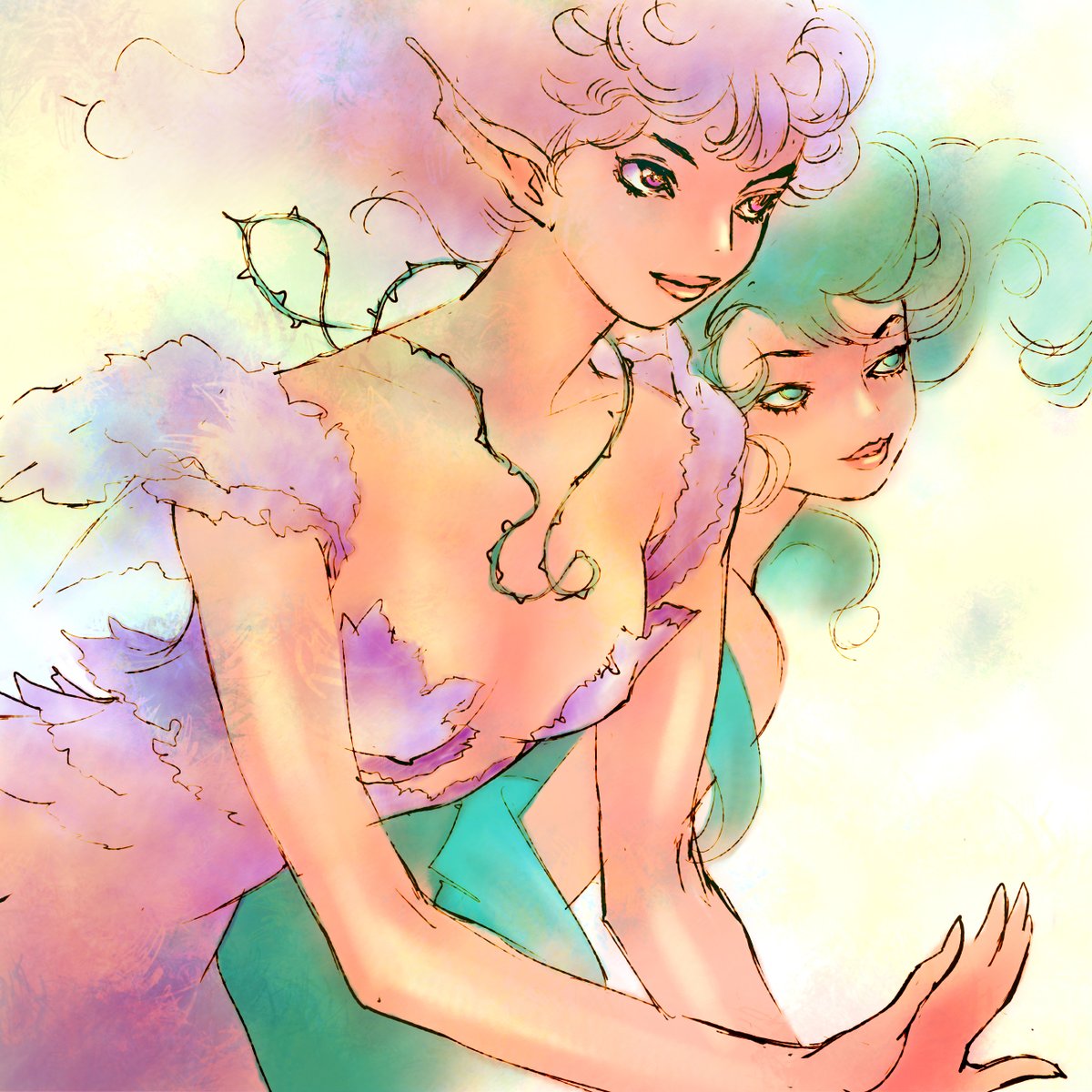 「過去絵改造さんと元絵さん 
#アマビエ 
#アマビエチャレンジ 」|内田美奈子のイラスト