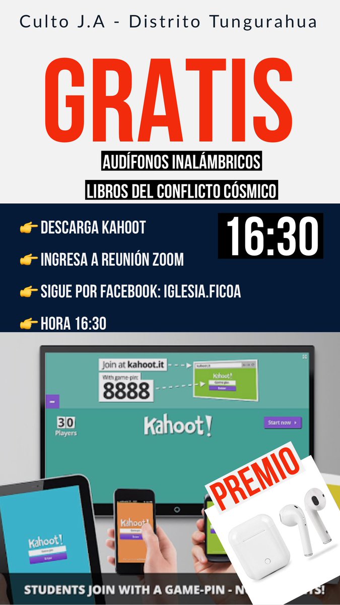 chrisgavilanes's tweet photo. 50 preguntas bíblicas, Qué tanto sabes? Te esperamos 16:30

Culto JA - #Kahoot #EvamgelismoDigital https://t.co/0TOeCp8SsM