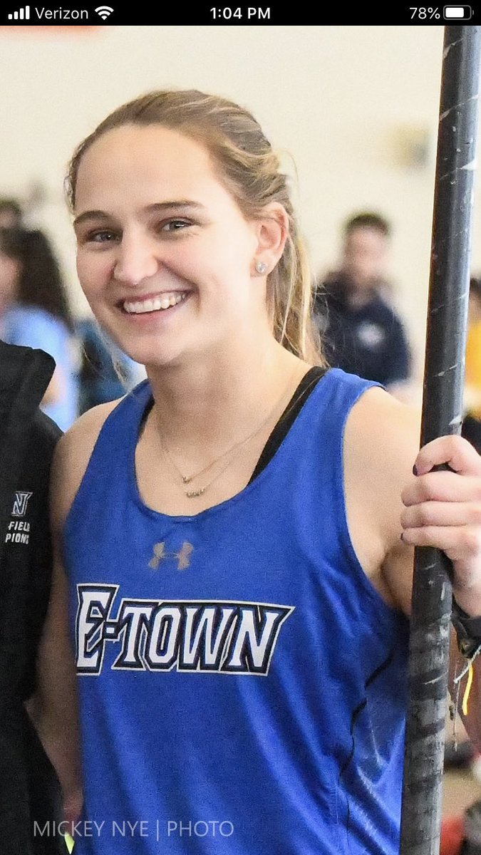BlueJaysXCTF's tweet photo. Today #ECTF extends a huge THANK YOU to 2020 Landmark indoor PV champ and E-town indoor record holder Natalie Nye!  There’s nothing Natalie wouldn’t do to help the team-and that includes taking up hurdling!  We’ll miss her relentless work ethic and desire to excel.  #flytogether https://t.co/s90VlbfP5A