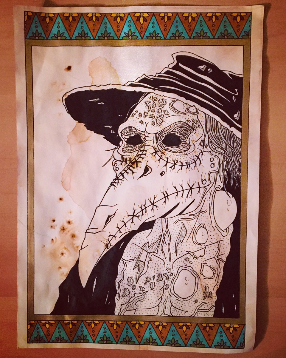 ZombOink's tweet photo. Character design for my plague doctor character- not the best subject to be doing for my FMP atm 🙈 #plague #pandemic #bubonic #art #artwork #characterdesign #medival #darkart #deadly #followart #lineart #WorkFromHome https://t.co/1qzX6MFIZK