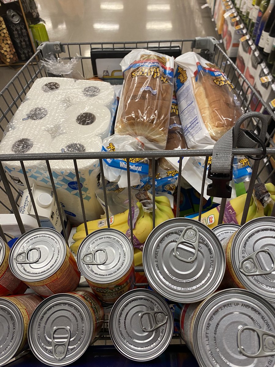 MOWOCNC's tweet photo. Saturday morning emergency shopping run for our recipients who have no food left in their homes. Sadly no toilet paper - but bread and PB&J! Please donate at https://t.co/pXWAO7XBos and help us to help supply our recipients with basic essentials during this time. #chcmow https://t.co/DN0T4ecN0b