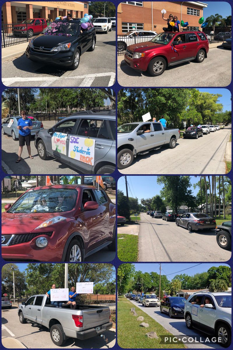 sdedragons's tweet photo. WOW! With 38 cars and over 50 staff members, South Daytona Elementary took to the streets to check on our students! #wemissthem #showinglove #honkparade #sdecares #tearsofjoy https://t.co/a0qR8GL65T