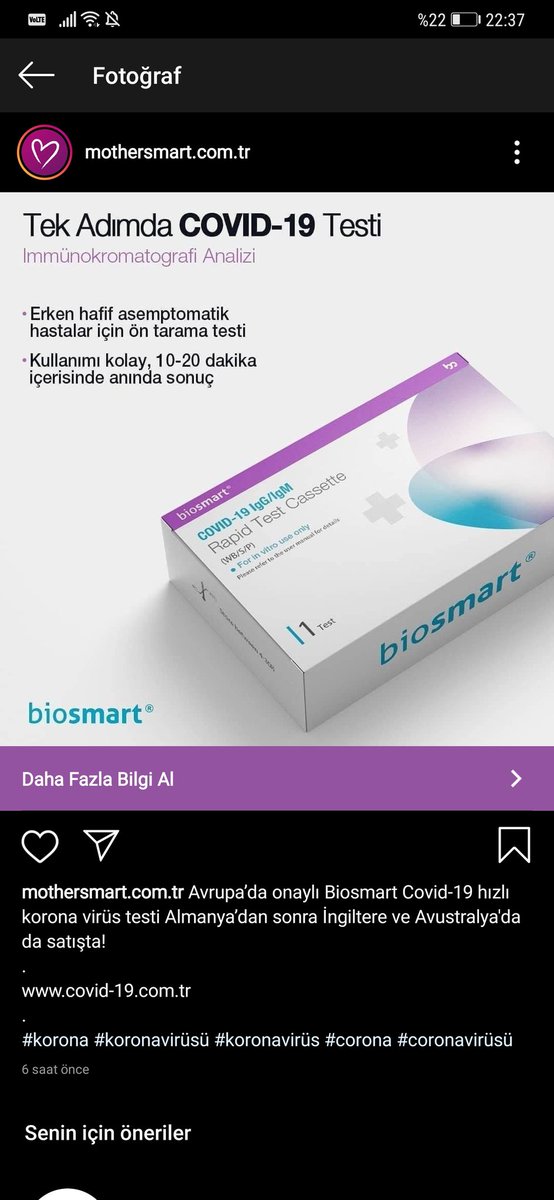 @saglikbakanligi @ticaret bu test biosmart firması adına sitesini bile yapmışlar instagramda sponsor olarak yer alıyor şirket mersis no : 5489177533626118 covid-19.com.tr/#TrolleriSustur