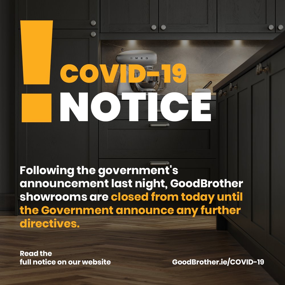Good__Brother's tweet photo. COVID - 19 Update.. Please check out our website to read our customer notice. Thank you

#GoodBrotherKitchens #COVID-19 #CoronaVirus #Notice #StayHomeStaySafe https://t.co/j29FzrdY5r