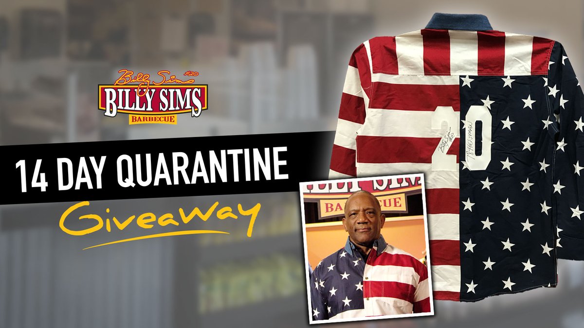 RealBillySims's tweet photo. DAY 2 GIVEAWAY - Autographed American flag shirt from #YearOfTheBilly campaign. RULES:
.
1️⃣ FOLLOW my page
2️⃣ LIKE &amp; RETWEET this post
Winner announced next day
.
#BillySimsBBQ #FastCasual #QSR #billysims #heisman #boomer #boomersooner https://t.co/HHQtUMuKQQ