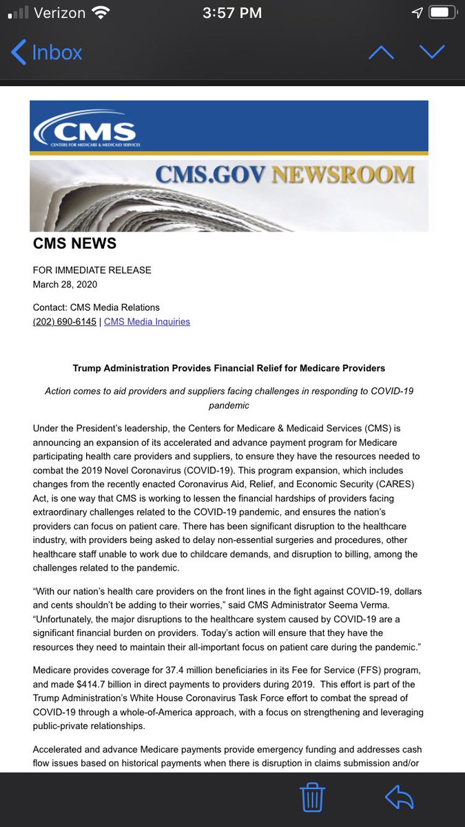 rshawnm's tweet photo. This is HUGE news from ⁦@CMSGov⁩ - ⁦@aafp⁩ made this request several days ago and we thrilled that CMS is making these prospective payments available to family physicians. https://t.co/weAogzPf69