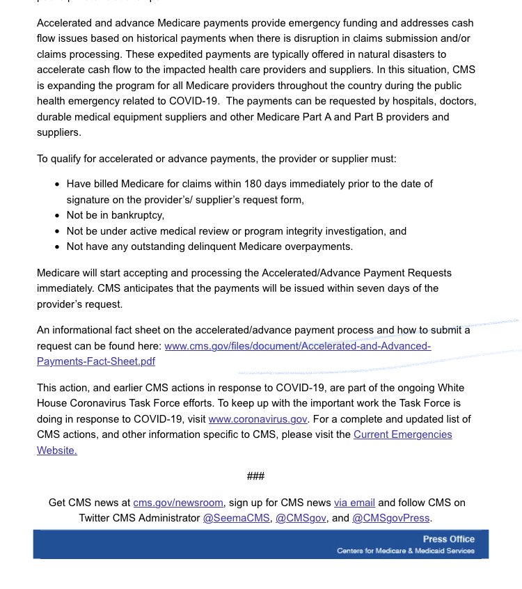 rshawnm's tweet photo. This is HUGE news from ⁦@CMSGov⁩ - ⁦@aafp⁩ made this request several days ago and we thrilled that CMS is making these prospective payments available to family physicians. https://t.co/weAogzPf69
