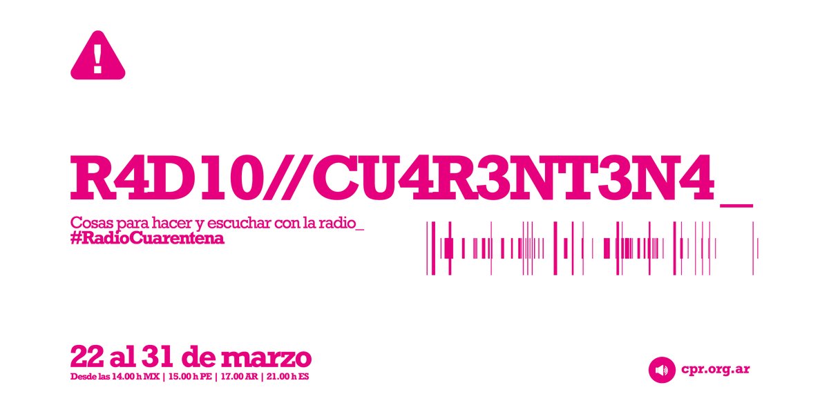 CprSuena's tweet photo. Desde las 17 en "Sonamos" por #RadioCuarentena:

- Radioteatro Radiomigrante de @Raul__Rod 
-  Documental Violencia cruzada de @asimtria
- Cómo se vive la cuarentena de Griselda Sánchez
- El podcast de los que sobran
- #TestCast 5 

En https://t.co/lfa8nuD9vR https://t.co/ylstcM8HoB