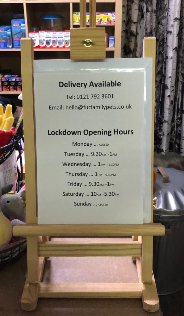 FurFamilyPetsUK's tweet photo. #furfamilypets #harbornepetshop #localpetshop #b17 #lockdown https://t.co/1OVnNIYJYW